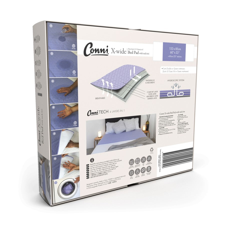 Conni X-wide Reusable Bed Pad with Tuck-ins